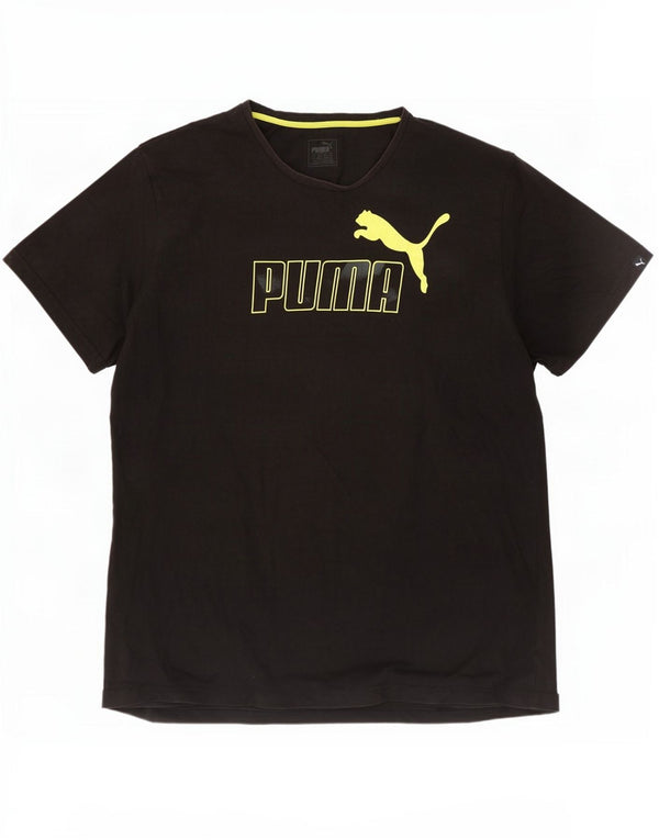 Puma Mens Graphic T-Shirt Top 2XL Black Cotton