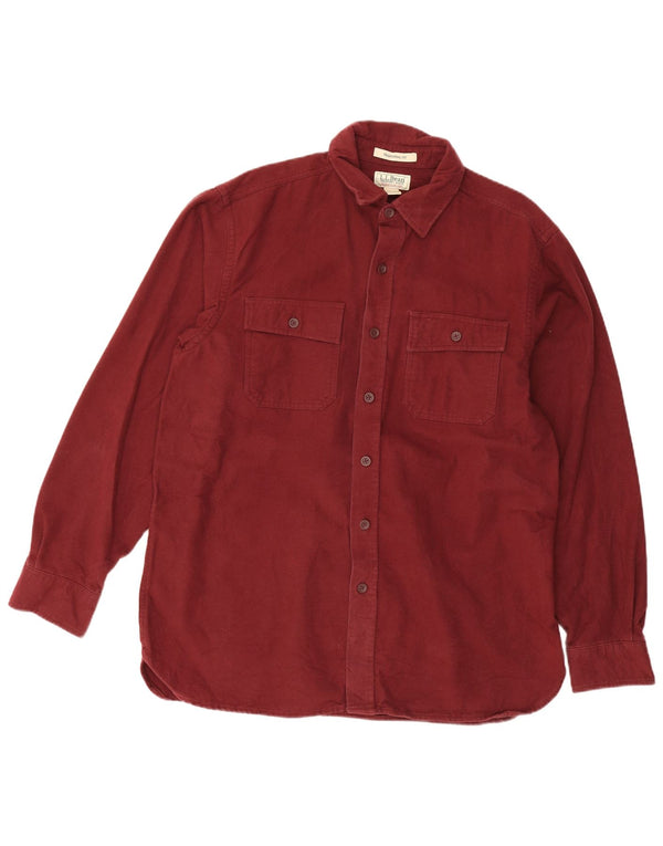 L.L.Bean Mens Traditional Fit Flannel Shirt Large Burgundy Cotton