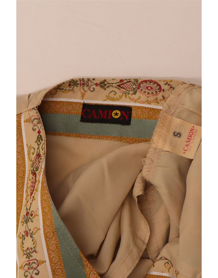 VINTAGE Womens Waistcoat UK 10 Small Beige Fair Isle Cotton