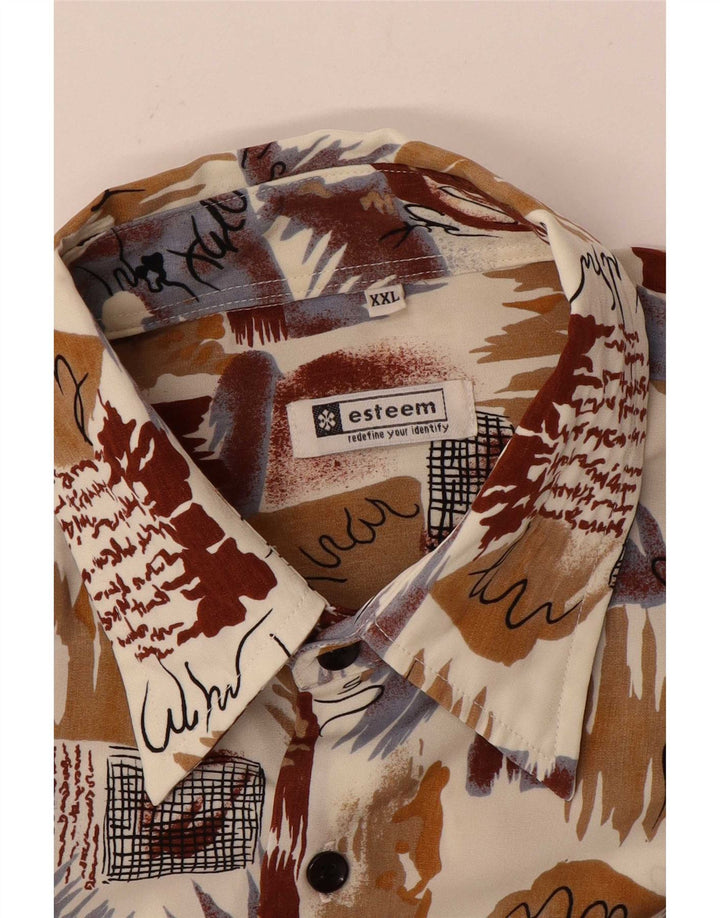Vintage Mens Abstract Pattern Shirt 2XL Multicoloured Colourblock
