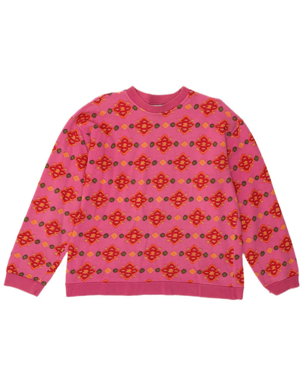 Stefanel Girls Sweatshirt Jumper 13-14 Years 2XL Pink Geometric Cotton