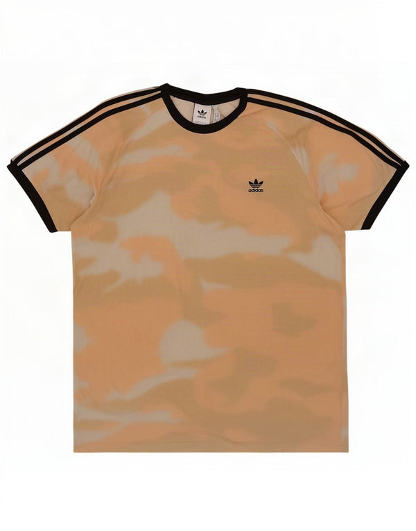 Adidas Mens T-Shirt Top 2XL Orange Camouflage Cotton