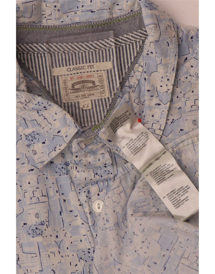 White Stuff Mens Abstract Pattern Classic Fit Shirt XL Blue Cotton