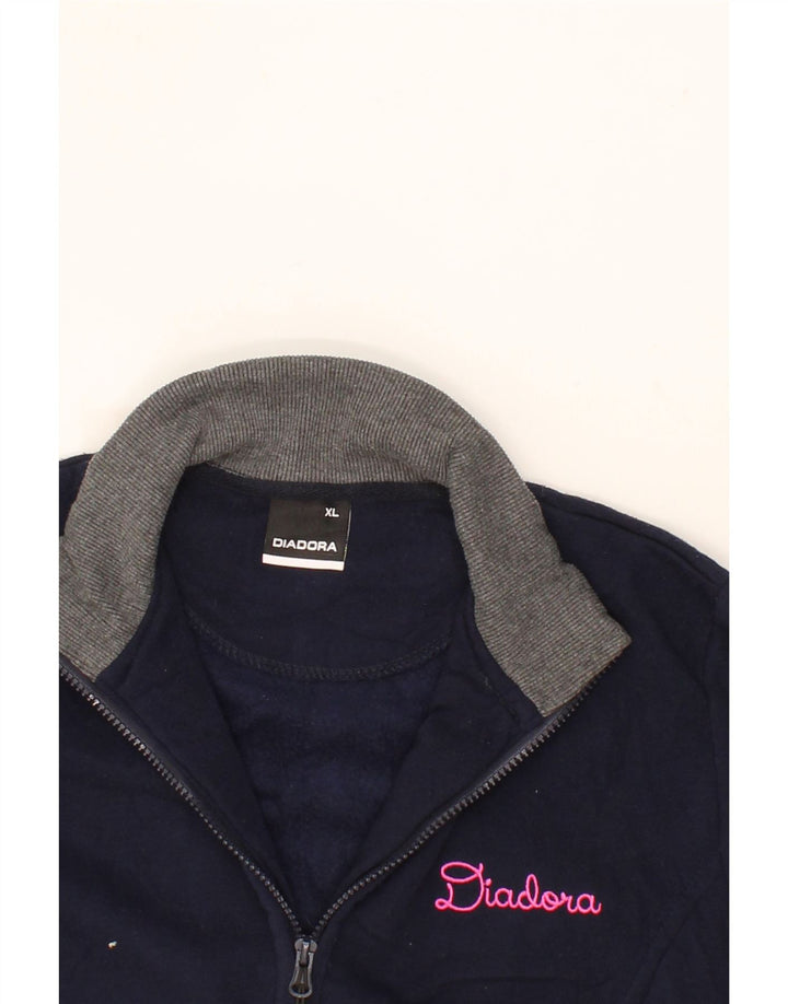 DIADORA Womens Tracksuit Top Jacket UK 18 XL Navy Blue Polyester Vintage Diadora and Second-Hand Diadora from Messina Hembry 