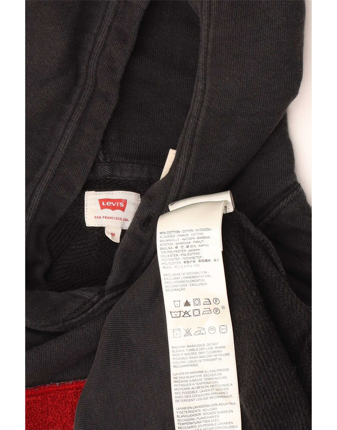 Levi's Mens Graphic Hoodie Jumper Medium Black Cotton