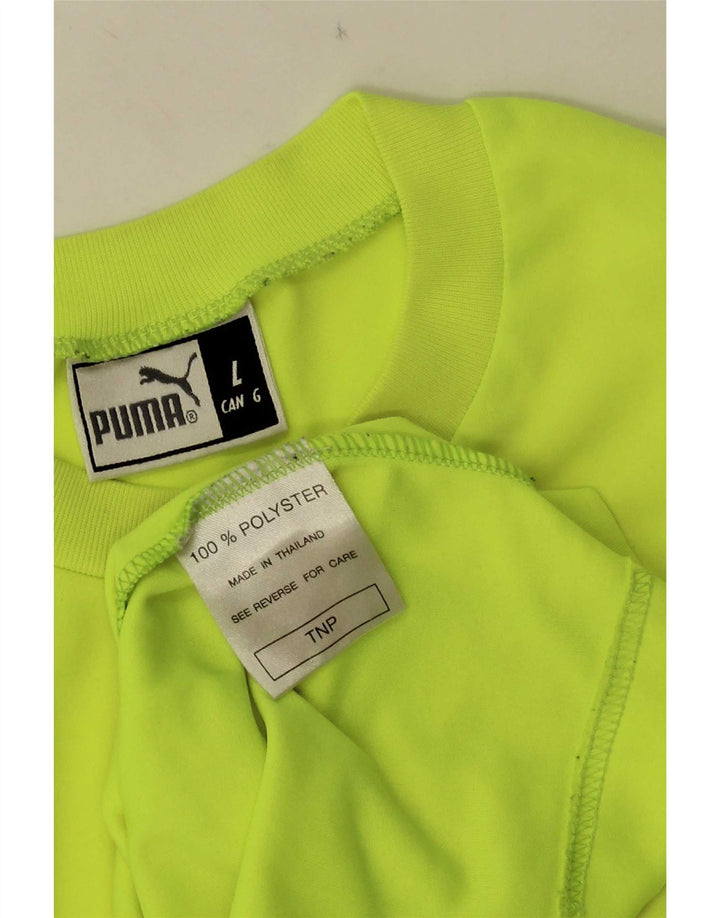 Puma Mens Graphic T-Shirt Top Large Yellow Colourblock Polyester