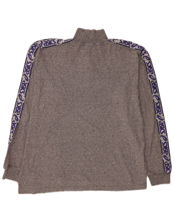 ASICS Mens Zip Neck Graphic Top Long Sleeve 2XL Grey