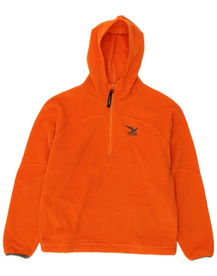 SALEWA Boys Hooded Zip Neck Fleece Jumper 12-13 Years XL  Orange Polyester
