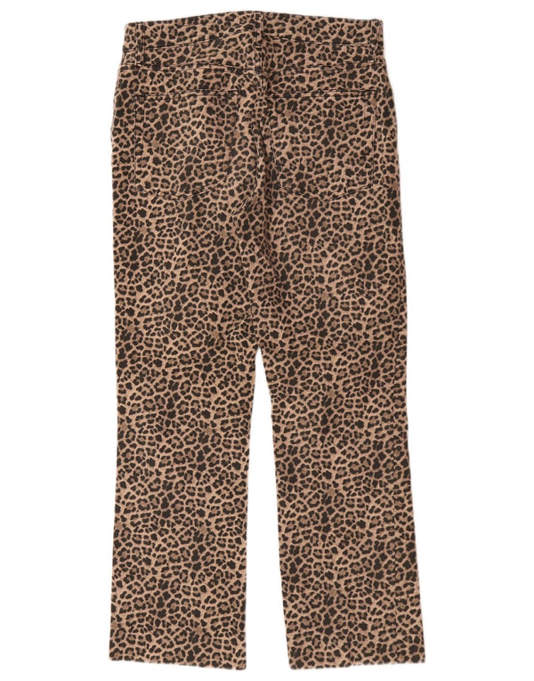 Zara Womens Straight Casual Trousers EU 38 Small W28 L26 Brown Animal Print