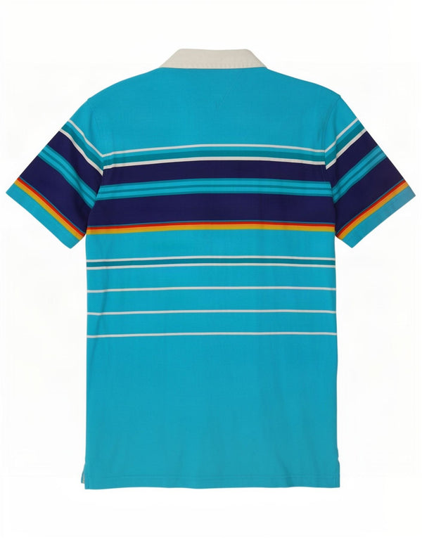 Tommy Hilfiger Boys Graphic Polo Shirt 13-14 Years XL Blue Striped Cotton