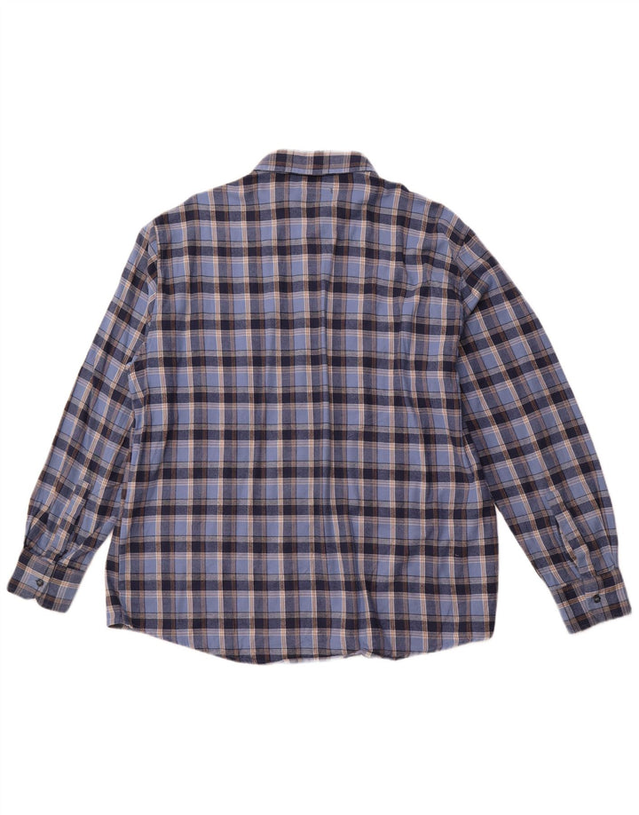 SEA BARRIER Mens Flannel Shirt XL Blue Check Cotton
