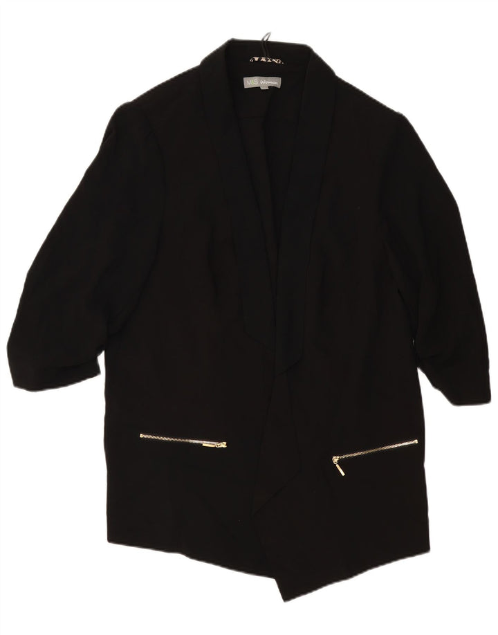 MARKS & SPENCER Womens 3/4 Sleeve Open Blazer Jacket UK 20 2XL Black