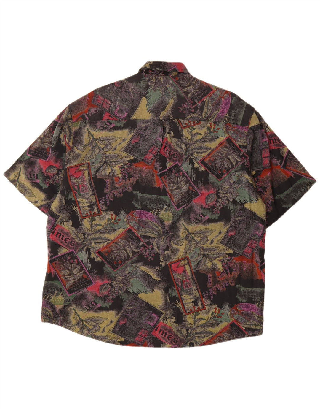 VINTAGE Mens Short Sleeve Shirt XL Multicoloured Floral Viscose