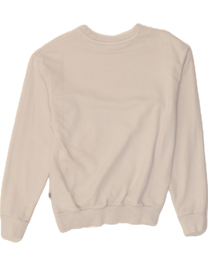 PUMA Womens Oversized Graphic Sweatshirt Jumper UK 6 XS White Vintage Puma and Second-Hand Puma from Messina Hembry 