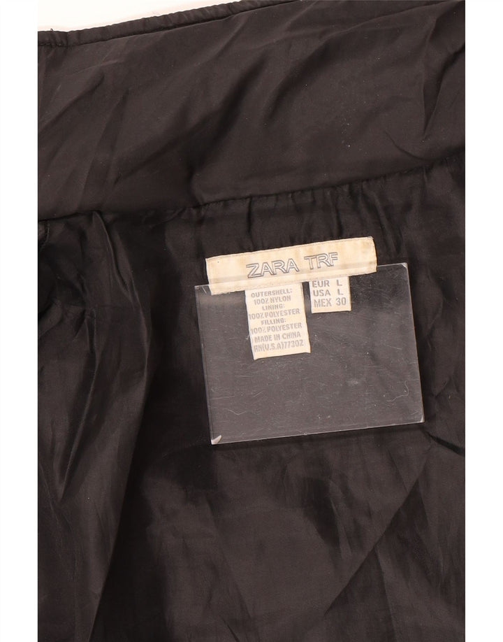 Zara Womens Padded Jacket UK 16 Large Black Nylon