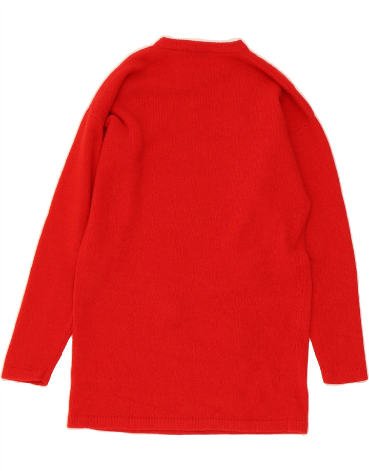 VINTAGE Womens Abstract Pattern Crew Neck Jumper Sweater UK 10 Small Red Vintage Vintage and Second-Hand Vintage from Messina Hembry 