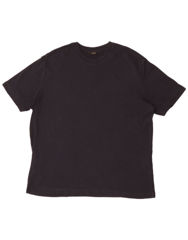 Massimo Dutti Mens T-Shirt Top 2XL Navy Blue Cotton