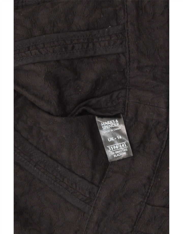 Marks & Spencer Womens Crop 3/4 Sleeve Blazer Jacket UK 14 Large Black