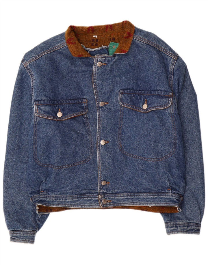 Vintage Womens Oversized Denim Jacket IT 50 XL Blue Cotton