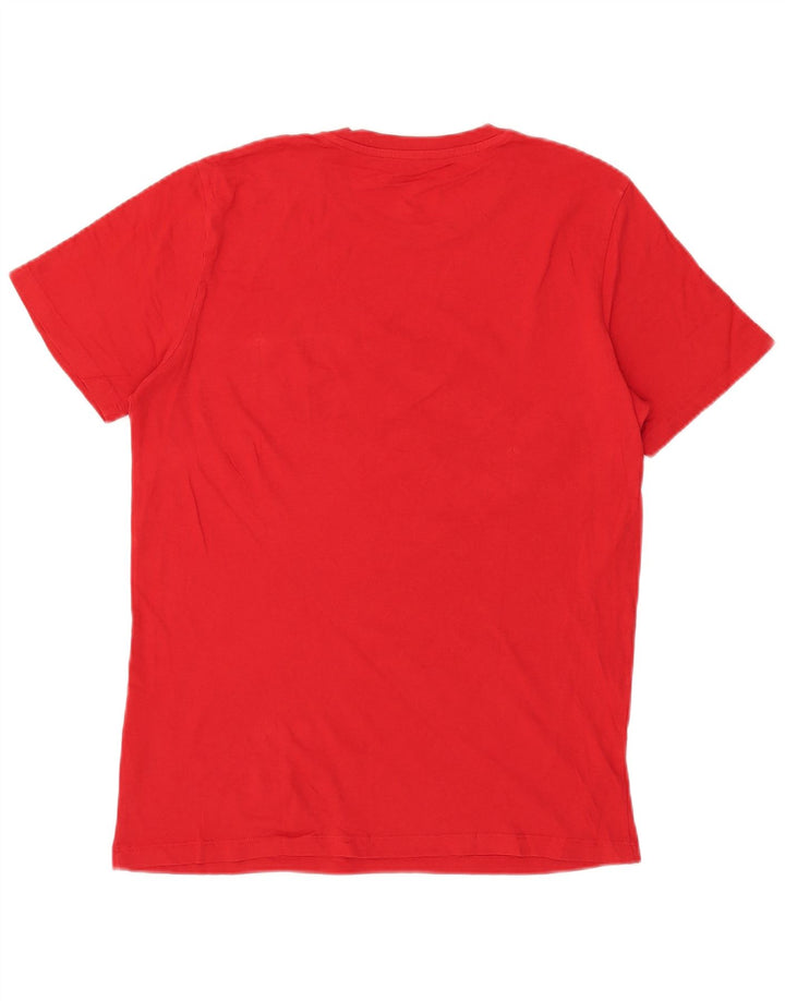Jack & Jones Mens Graphic T-Shirt Top Medium Red Cotton