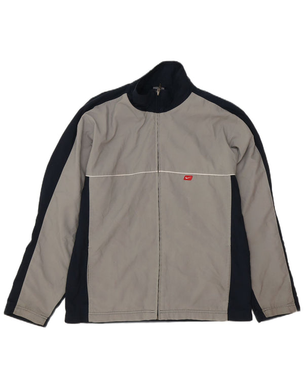 Nike Mens Tracksuit Top Jacket Small Grey Colourblock Polyester
