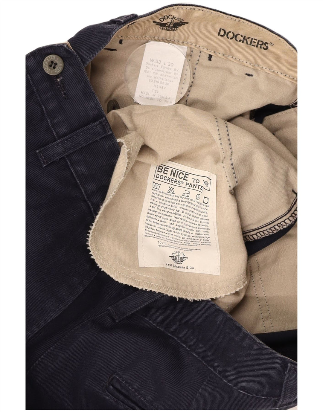 DOCKERS Mens Loose Fit Chino Trousers W33 L30 Navy Blue Cotton