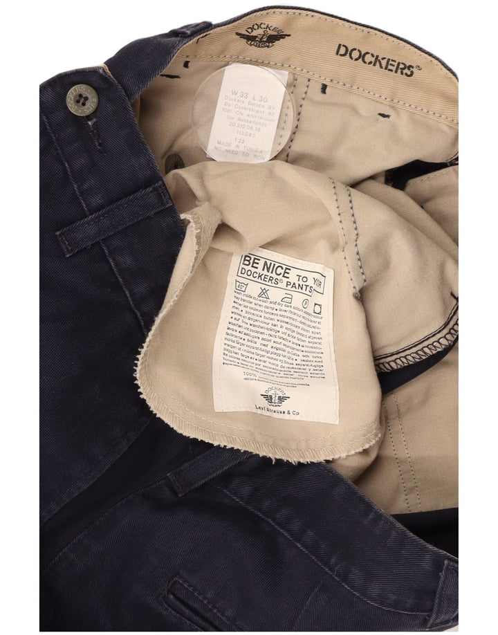 DOCKERS Mens Loose Fit Chino Trousers W33 L30 Navy Blue Cotton