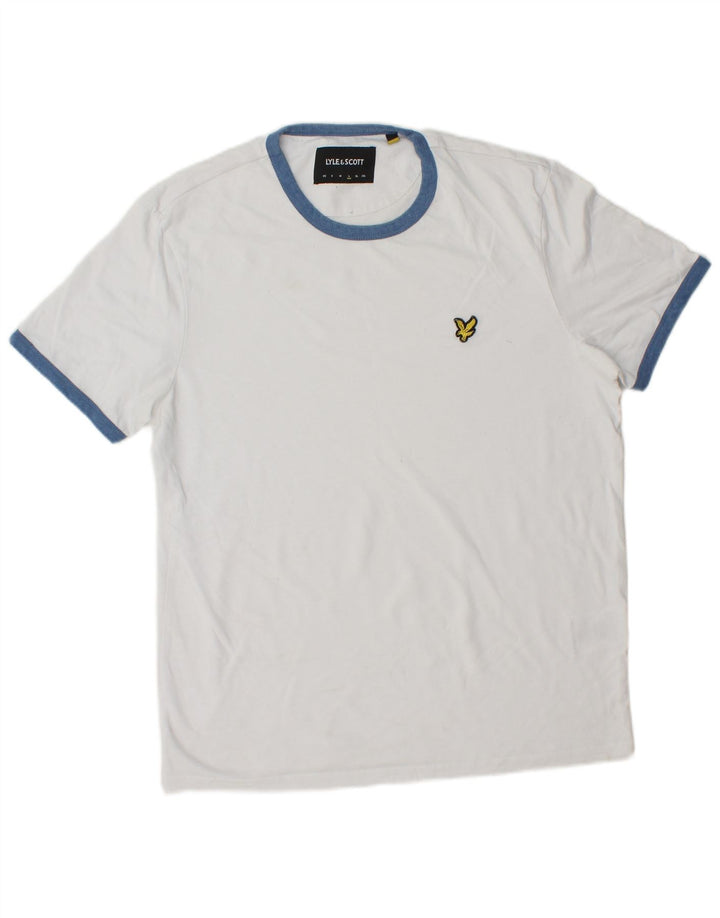 LYLE & SCOTT Mens T-Shirt Top Large White Cotton