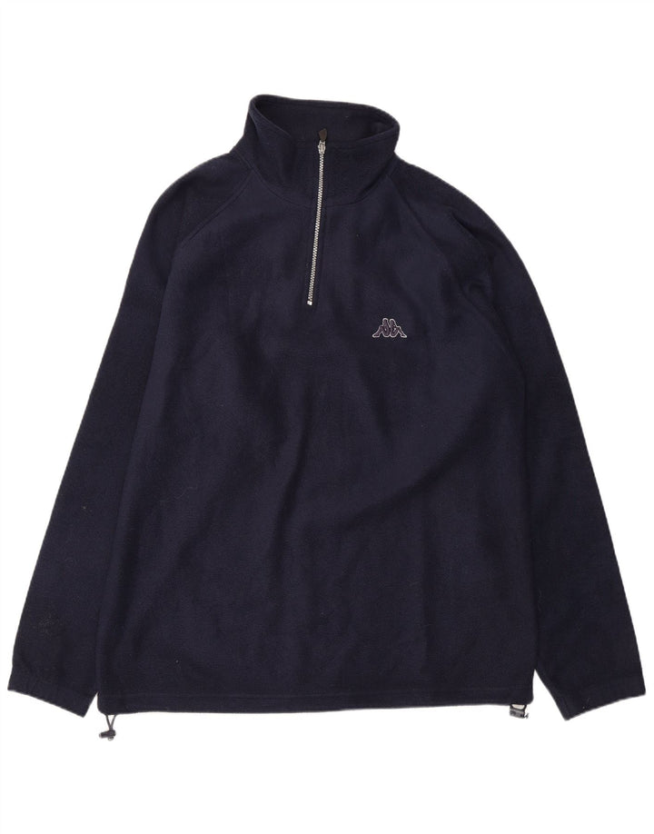KAPPA Mens Zip Neck Fleece Jumper Medium Navy Blue Polyester