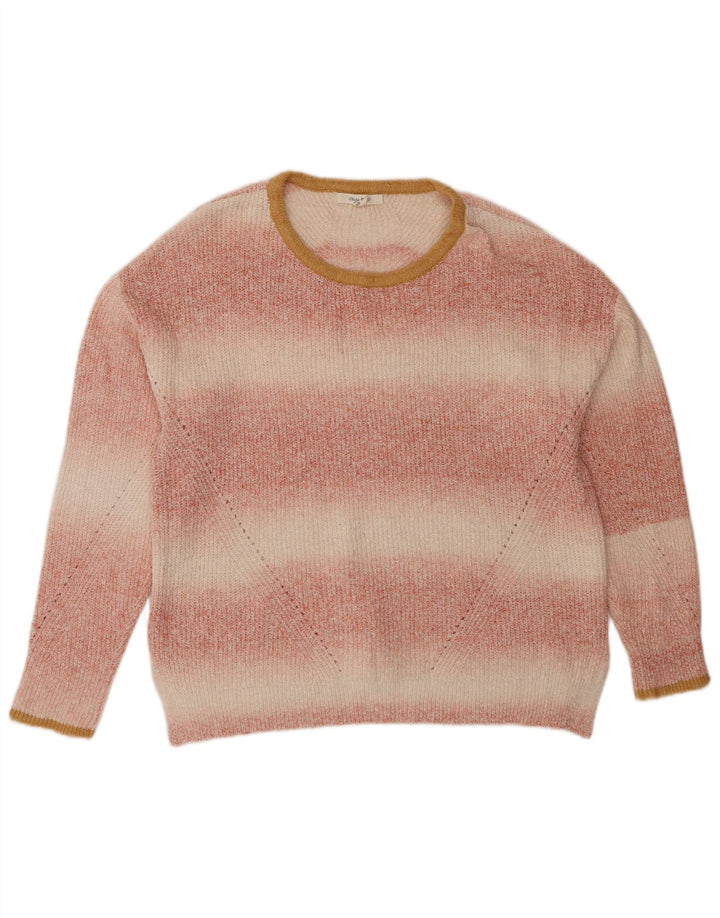 White Stuff Womens Crew Neck Jumper Sweater UK 12 Medium Pink Striped