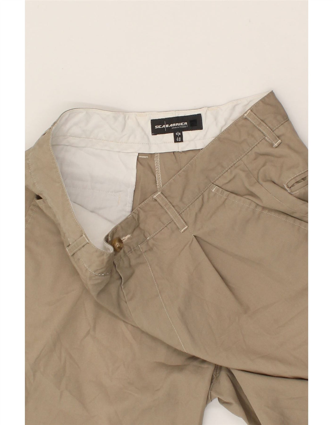 SEA BARRIER Mens Pegged Chino Shorts IT 48 Medium W30  Beige Polyester Vintage Sea Barrier and Second-Hand Sea Barrier from Messina Hembry 