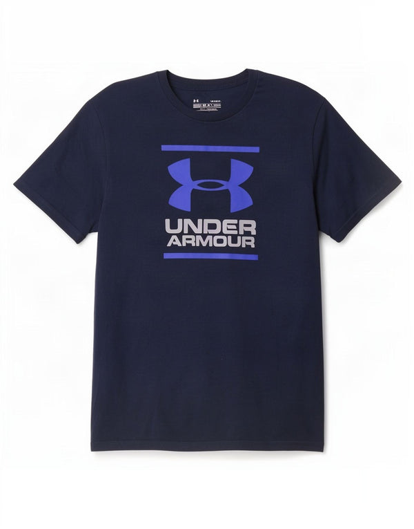 Under Armour Mens Heat Gear Graphic T-Shirt Top Large Navy Blue Cotton