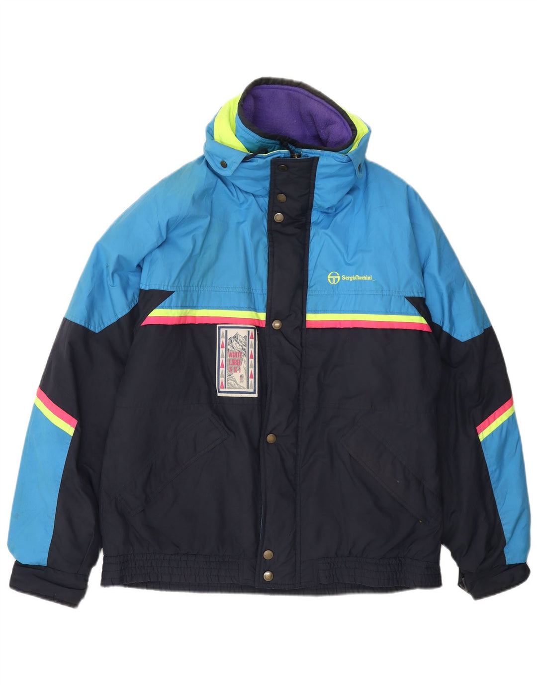 Sergio Tacchini Mens Ski Jacket UK 42 XL Navy Blue Colourblock Polyester