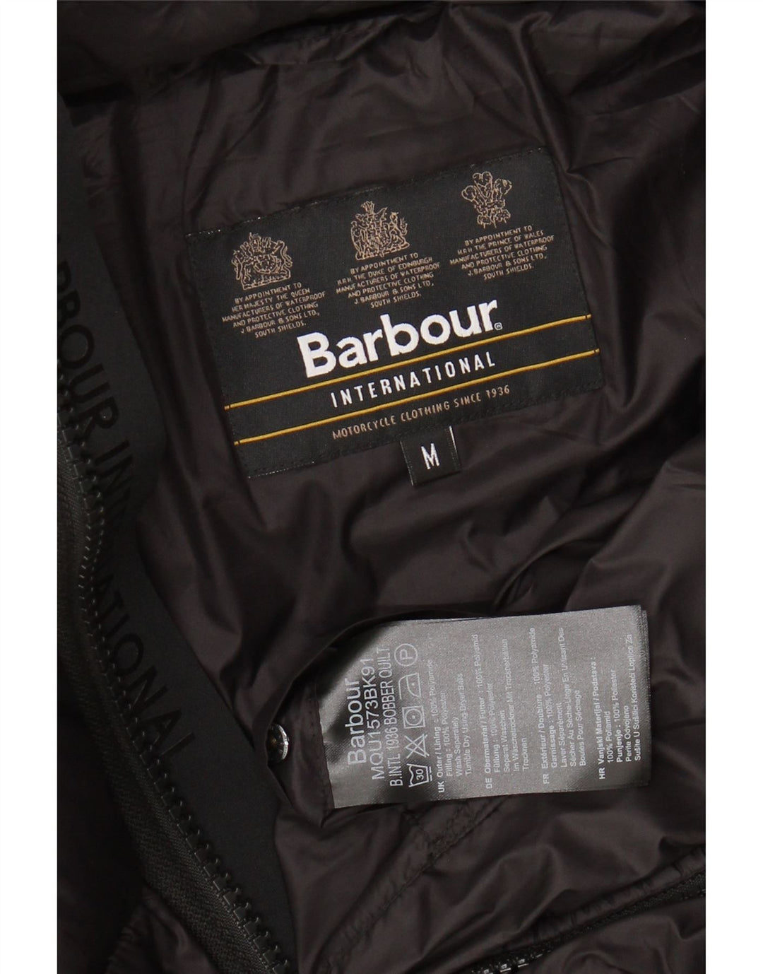 Barbour Mens Hooded Padded Jacket UK 38 Medium Black Polyamide