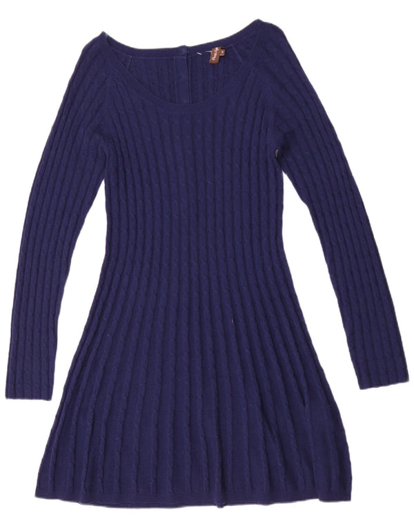 Phase Eight Womens Long Sleeve Jumper Dress UK 12 Medium Navy Blue Wool