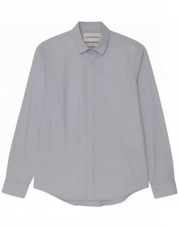 Calvin Klein Jeans Mens Slim Fit Shirt Medium Blue Cotton