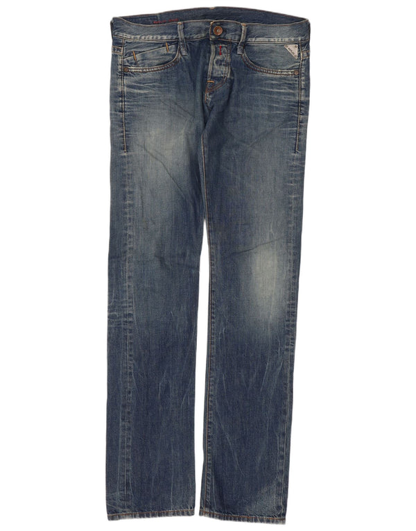 Replay Womens Straight Jeans W31 L34 Blue Cotton