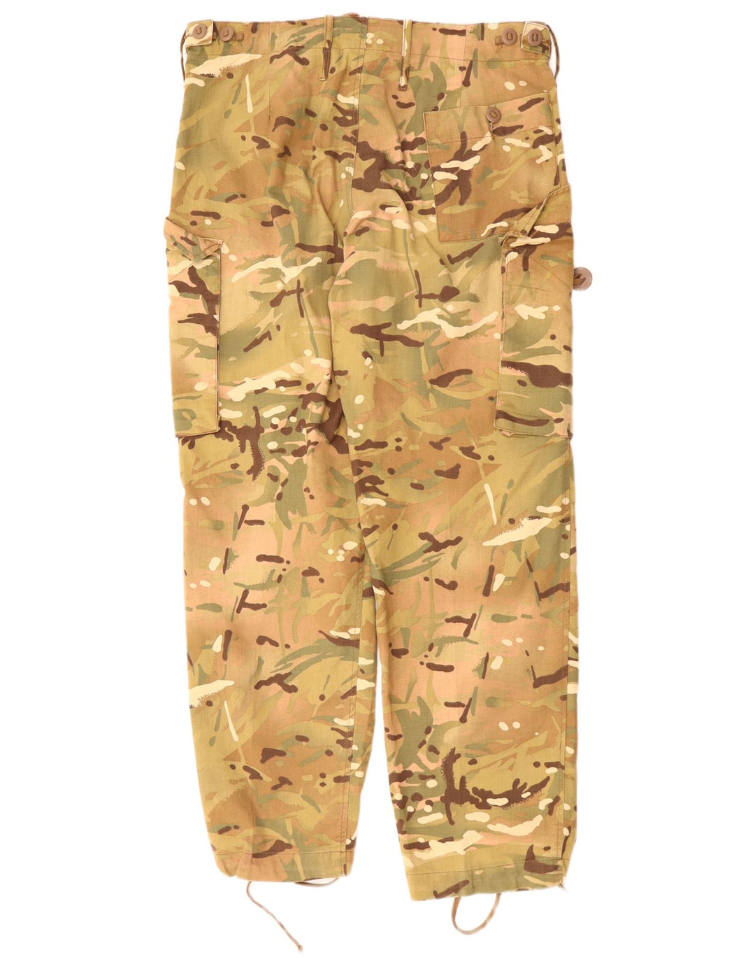VINTAGE Mens Straight Cargo Trousers W34 L29 Khaki Camouflage Cotton