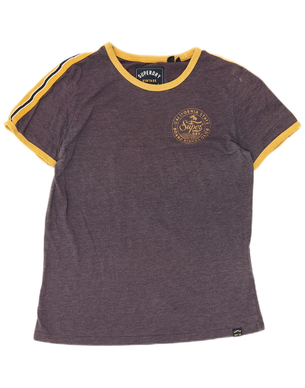 SUPERDRY Womens Graphic T-Shirt Top UK 12 Medium  Purple Cotton