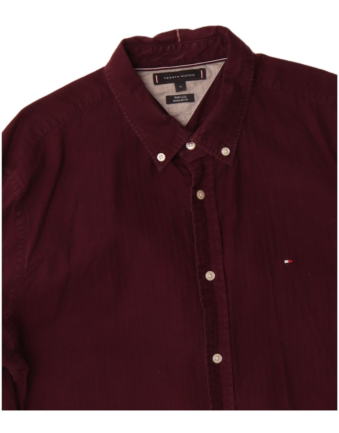 TOMMY HILFIGER Mens Regular Fit Shirt XL Maroon Cotton