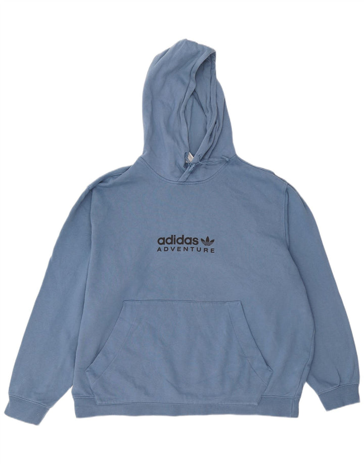 ADIDAS Mens Adventure Graphic Hoodie Jumper 2XL Blue Cotton