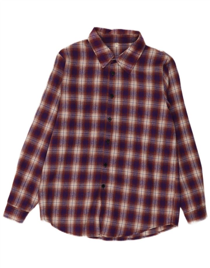 Shein Mens Flannel Shirt Small Purple Check Polyester
