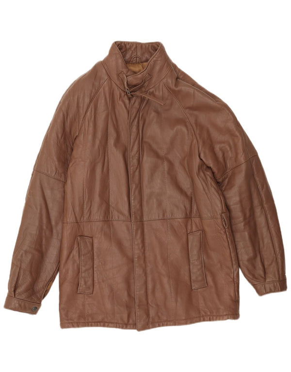 Vintage Mens Leather Jacket IT 48 Medium Brown Leather