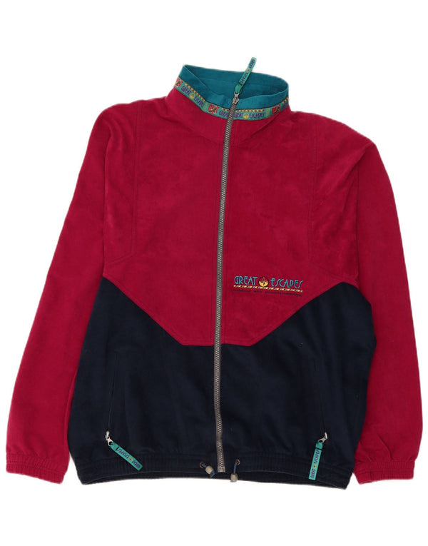 Great Escapes Mens Tracksuit Top Jacket IT 50 Medium Red Colourblock Retro