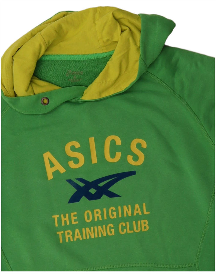 Asics Mens Graphic Hoodie Jumper Large Green Cotton