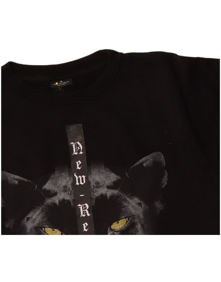 Marcelo Burlon Mens Graphic Sweatshirt Jumper Small Black Cotton