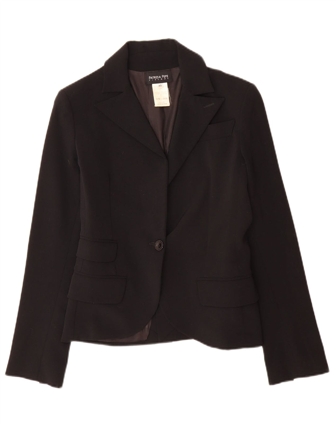 Patrizia Pepe Womens 1 Button Blazer Jacket IT 40 Small Black Wool