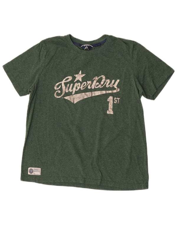Superdry Womens Graphic T-Shirt Top UK 14 Large Green