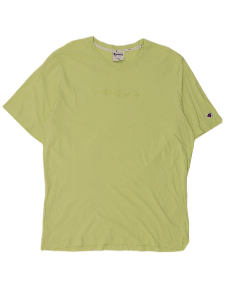 CHAMPION Mens Graphic T-Shirt Top 2XL Green Cotton