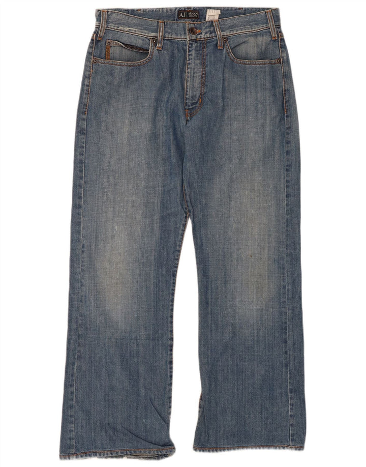 ARMANI Mens Graphic Straight Jeans W34 L30 Blue Cotton